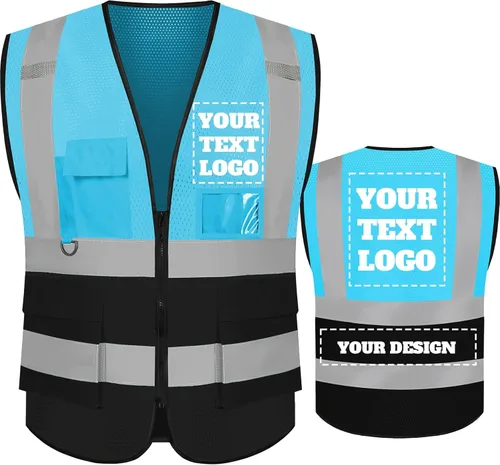 Miniatura 9 de Chaleco de seguridad con logotipo personalizado de alta visibilidad chaleco reflectante Ansi 5 bolsillos clase 2 Hi Vis seguridad construcción ropa