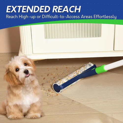 Miniatura 4 de BOOMJOY Rodillos grandes de pelusa para piso, rodillo de pelusa extra ancho de 9.8 pulgadas con 360 hojas en total, removedor de pelo de mascotas