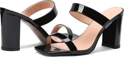 Miniatura 6 de MODENCOCO Sandalias de tacón alto para mujer, con puntera abierta, de patente, de moda, de 3.3 pulgadas