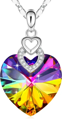 PLATO H 3 Heart Crystal Necklace for Women Gifts for her Pendant Crystal Jewelry Necklace for Girl Wedding Gifts for Anniversary Day Mother's Day