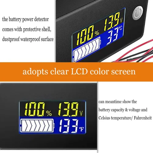 Miniatura 3 de Medidor de voltaje con pantalla de temperatura, medidor de voltaje (12 V)