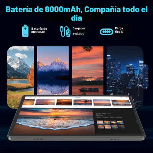 Miniatura 4 de Tableta Android 15 2026 con teclado, 26GB+256GB+2TB Expand, Tablet PC de 10 pulgadas con Gemini AI, Octa-Core, 8000mAh, WiFi 5G, Widevine L1