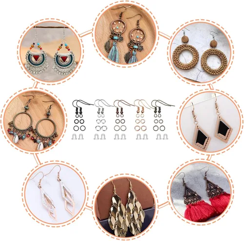 Miniatura 5 de TOAOB - Juego de 150 ganchos hipoalergénicos para aretes de colores mezclados, con 1000 anillos abiertos, 200 piezas de aros para hacer joyas