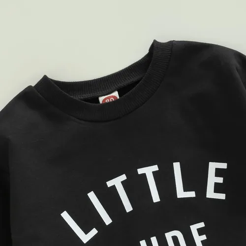 Miniatura 4 de Ropa de otoño para bebé recién nacido niño, manga larga, cuello redondo, estampado de letras, sudadera superior, pantalones largos, lindos conjuntos