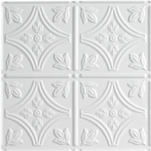 Miniatura 4 de FASÄDE Panel de techo decorativo de vinilo con pegamento de estilo tradicional y patrón 1 en níquel cepillado (muestra de 12 x 12 pulgadas)
