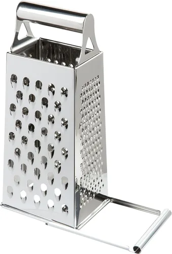 Westmark 11382270 Rallador de acero inoxidable de 4 caras para queso, verduras y más viene con una diapositiva en la parte inferior para cerrar y