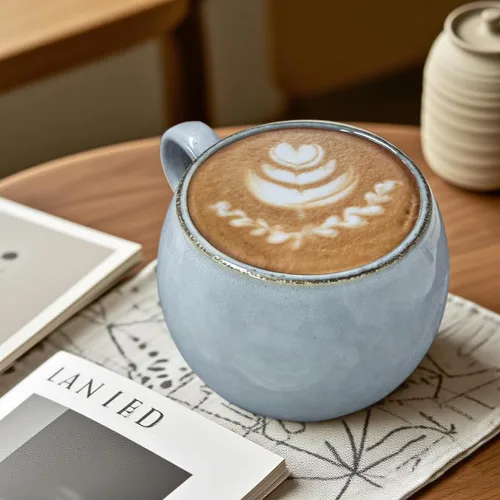 Miniatura 3 de Taza de café grande de cerámica de 16 onzas, sin plomo, redonda, con asa, taza de té vintage para oficina en casa, apta para microondas y Azul