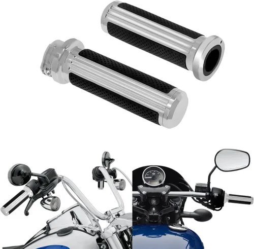 Empuñaduras de manillar de motocicleta para manillar de 1" 0.984 in ajuste universal para Harley Touring Dyna Softail Sportster XL 883 1200 Chrome