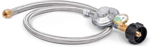 Miniatura 2 de GasSaf Regulador de Propano de 3 Pies con Manguera, Reguladores de Gas Propano de Acero Inoxidable Trenzado y Medidores Adecuados para la Mayoría