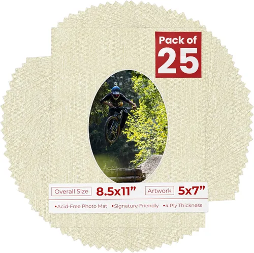 Miniatura 51 de Tapete de 8.5 x 11 pulgadas con corte biselado para fotos de 5 x 7 pulgadas, diseño ovalado, color azul bebé, sin ácidos, mate para proteger tus