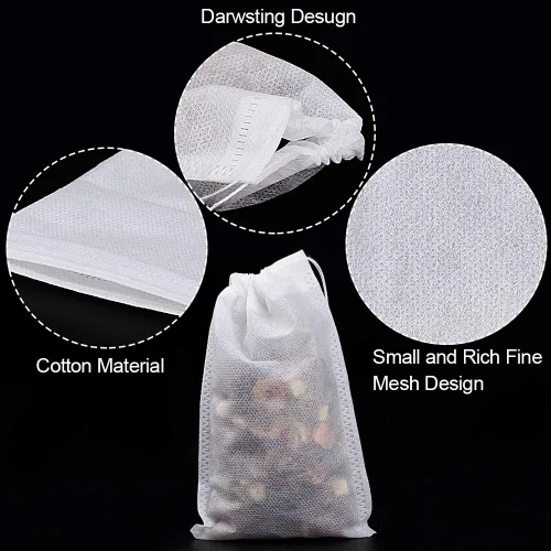Miniatura 3 de 100 bolsas de té grandes – Bolsas de filtro de té vacías desechables sin desorden bolsas de malla con cordón para concentrado/café helado, hierbas