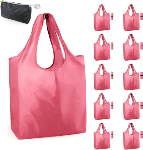 Miniatura 38 de BeeGreen Bolsas de comestibles reutilizables de Navidad con bolsa de almacenamiento con cremallera, paquete de 10 bolsas de compras reutilizables a