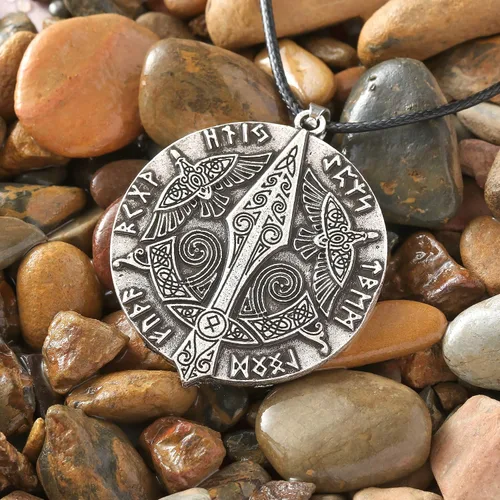 Miniatura 6 de HAQUIL Collar con colgante de amuleto de símbolo antiguo vikingo, regalo de joyería nórdica para hombres