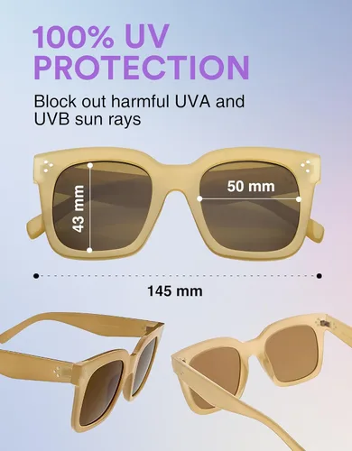 Miniatura 43 de zeroUV - Gafas de sol cuadradas retro de moda de gran tamaño para mujer estilo vintage 1.969 pulgadas