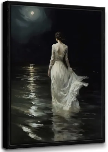 Arte de pared enmarcado de mujer melancólica Arte de pared de academia oscura Pintura decorativa victoriana gótica Arte de mujer en impresión