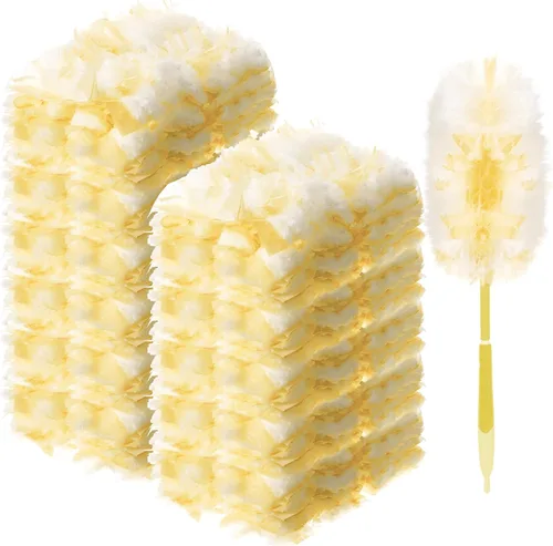 Miniatura 12 de Vesici 100 piezas de repuesto de plumero compatibles con Swiffer Dusters desechables a granel, repuesto grueso con 1 mango resistente para limpieza