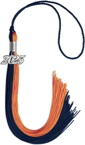 Miniatura 102 de Endea Graduation Borla de doble color con gota de fecha plateada (negro/oro antiguo, 2025)