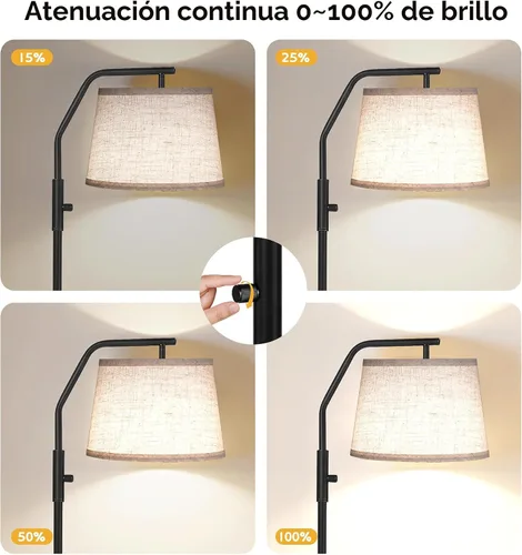Miniatura 3 de SUNMORY Lámparas de pie para sala de estar, bombilla de 9 W incluida, lámpara alta para dormitorio con cabezal ajustable, lámpara de pie moderna