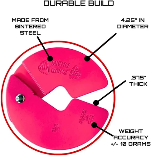 Miniatura 2 de Micro Gainz - Placa fraccional para mancuernas de 1.25lb, ideal para micro cargas, (elige color) juego de 4 placas fraccionales, diseñadas