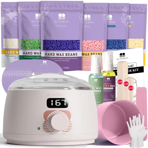 Miniatura 15 de BLITZWAX Kit de depilación brasileña y bikini para mujer, calentador de cera dura para cara, piernas y cuerpo, kit de depilación en casa, apto