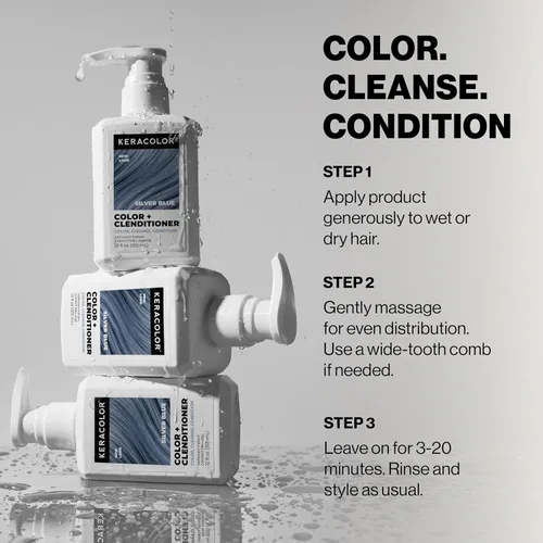 Miniatura 7 de Keracolor Color + Clenditioner 3-in-1 Color-Depositing Conditioner, Gently Cleanses & Conditions, Semi-Permanent Hair Color, 23 Shades, 12 Fl Oz