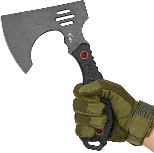 Miniatura 5 de C1391 Hacha de camping Hacha de campamento, hoja de acero DC53 con mango de Micarta Hacha de supervivencia para uso en el bosque con fundas de Kydex