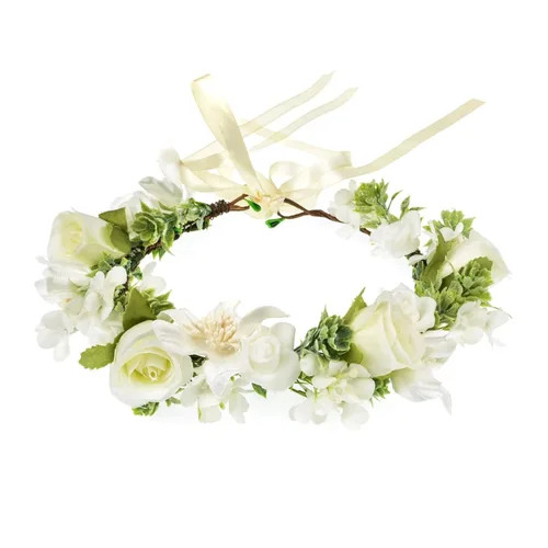 Vividsun Corona floral de hoja verde para boda, corona de flores nupciales, accesorios de maternidad para fotos (A blanco)