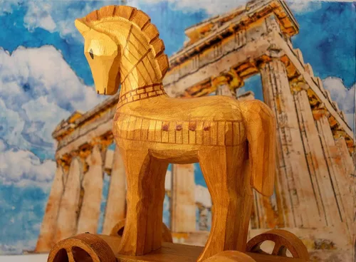 Miniatura 3 de Ancient Toys - Juguete de madera de Troya con libro de tapa dura! Enseña a los niños sobre la historia a través del juego interactivo