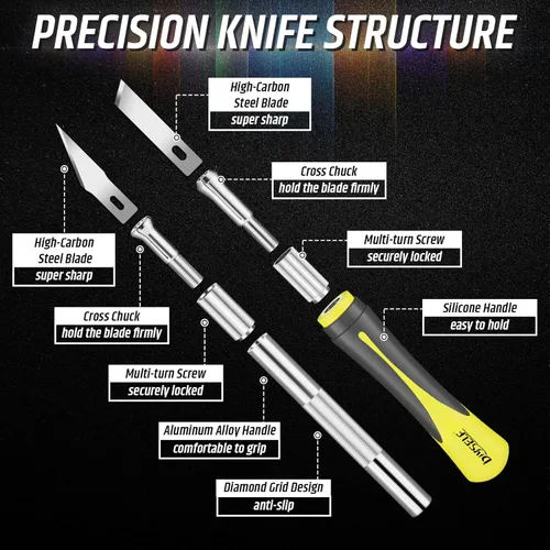 Miniatura 3 de DIYSELF Juego de cuchillos Exacto de 16 piezas, cuchillo de manualidades y kit de cuchillos de pasatiempo, cuchillo de precisión con estuche