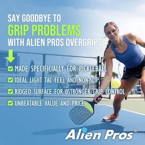 Miniatura 3 de ALIEN PROS Pickleball Overgrip (paquete de 4) con crestas para un mejor control de agarre, cinta de agarre de pickleball precortada y táctil - Cinta