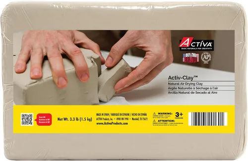 Activa Activ-Clay, blanco, arcilla seca al aire natural, 3.3 libras (3.3 lbs) | Grano fuerte y fino, perfecto para uso diario