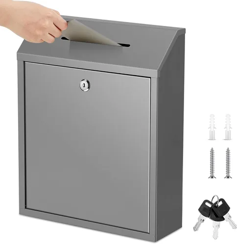 Yaocom Caja de Donaciones de Metal Segura para Colección de Efectivo, Caja de Sugerencias con Cerradura, Buzón Montado en la Pared, Contenedor de