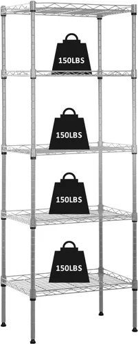 Miniatura 16 de NChanmar Estantería de alambre de 5 niveles, estantes de almacenamiento de 61 x 24 x 14 pulgadas, estante de alambre resistente NSF para el hogar