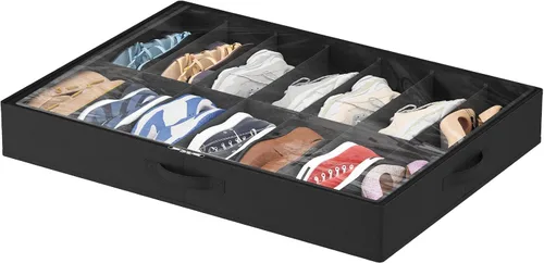 Miniatura 14 de Lifewit Organizador de almacenamiento de zapatos debajo de la cama, paquete de 2 (12 celdas de zapatos), caja de contenedores de tela de perfil