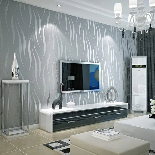 Q QIHANG 1.73 pies de ancho x 32.8 pulgadas de largo, rayas onduladas modernas, minimalista, estilo europeo, fondo de pantalla para dormitorio, TV,