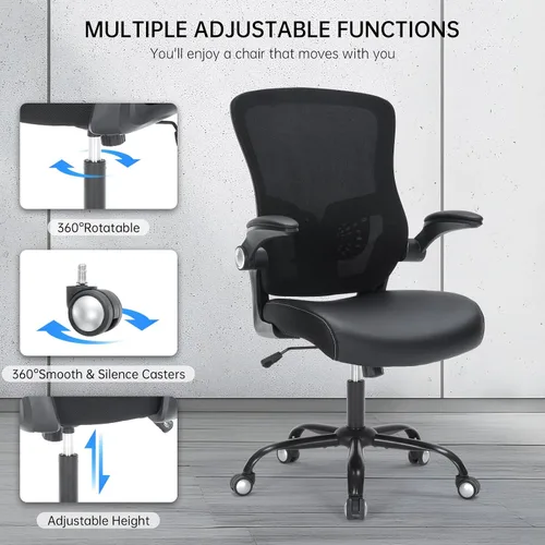Miniatura 8 de Silla de oficina, silla de escritorio ergonómica con soporte lumbar ajustable, silla giratoria de malla transpirable para computadora