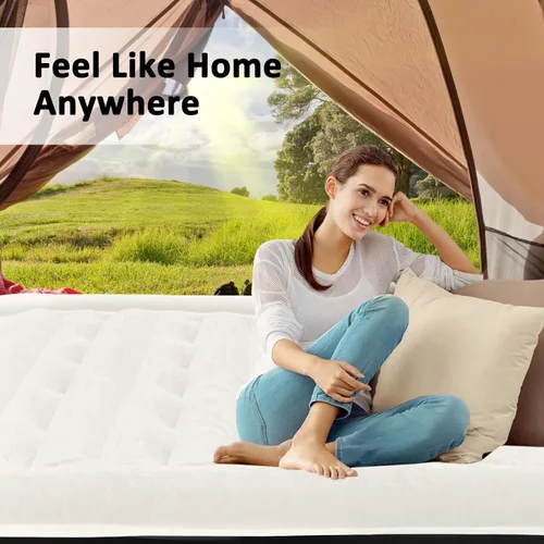 Miniatura 9 de Colchón de aire Queen con bomba incorporada, cama inflable elevada de 16 pulgadas para hogar e invitados, colchón inflable autoinflable con parte