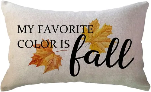 ULOVE LOVE YOURSELF Fundas de almohada con cita de otoño con hojas de arce "My Favorite Color is Fall", funda de almohada decorativa