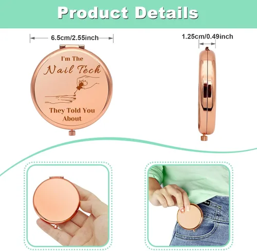 Miniatura 4 de Regalos de manicurista de uñas, regalos tecnológicos para mujeres, espejo de maquillaje compacto, regalo para artistas, regalo de esteticista