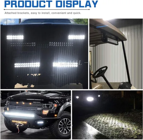 Miniatura 5 de LEMIL Barra de luz LED de 72 W, luz de inundación, luz de trabajo magnética, encendedor de cigarrillos, impermeable, conducción todoterreno con Haz