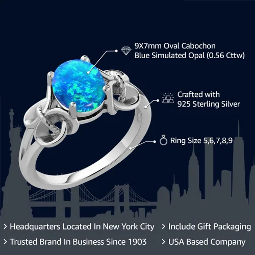 Miniatura 75 de Gem Stone King Anillo de compromiso ovalado con piedra natal para mujer, plata de ley 925, ovalado de 0.354 x 0.276 in, anillo de compromiso