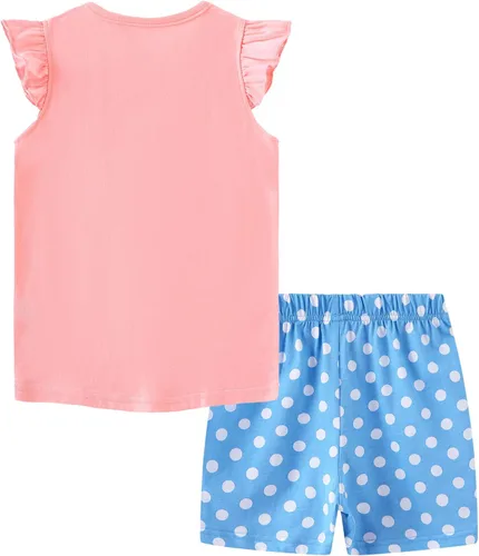 Miniatura 2 de Bumeex Conjunto de ropa de verano para niñas pequeñas con top y pantalones cortos de algodón