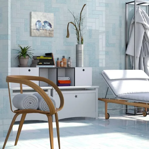 Miniatura 5 de Woxfcart Arte de pared azul para decoración de pájaros, impresión en lienzo de 12 x 12 pulgadas, cuadro familiar de pájaros para dormitorio, baño