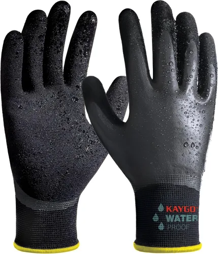 Miniatura 13 de KAYGO Guantes de trabajo impermeables para hombres y mujeres, guantes de trabajo recubiertos de goma antideslizantes para jardín, construcción al
