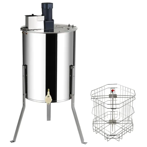 Miniatura 9 de Happybuy Extractor eléctrico de miel, 4/8 marcos giratorios de acero inoxidable para apicultura, soporte ajustable en altura, centrífuga de tambor