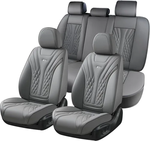 Miniatura 27 de Coverado - Juego completo de fundas de asiento delantero y trasero para automóvil, impermeable, piel de napa, protector, universal, para la mayoría