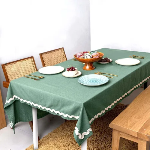 Miniatura 11 de Folkulture - Mantel de Navidad o cubierta de mesa de Navidad, 60 x 120 pulgadas, 100% mantel rectangular de algodón, mantel blanco para decoraciones