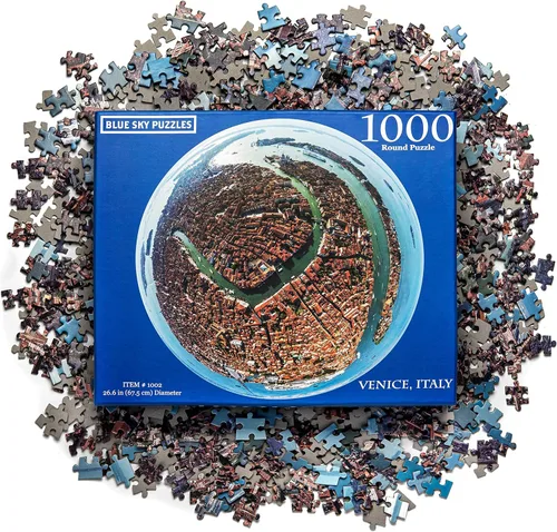 Miniatura 3 de Rompecabezas redondo de 1000 piezas de Venecia, Italia, arte desafiante y educativo para adultos y niños, foto panorámica única de la ciudad