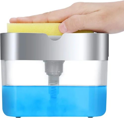 Miniatura 7 de Dispensador de jabón de calidad premium para cocina - Dispensador de líquido lavavajillas con soporte para esponja, bomba de fregadero y soporte