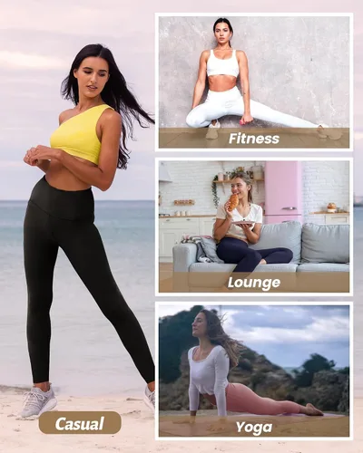Miniatura 64 de NexiEpoch - Paquete de 4 leggings suaves para mujer, con bolsillos, control de abdomen y cintura alta, pantalones capri para yoga y ejercicio